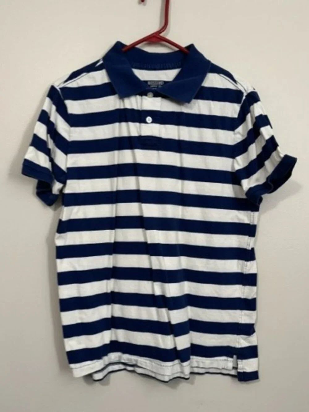 Men's Mossimo Short Sleeve Polo Shirt Color Blue and White Size Large